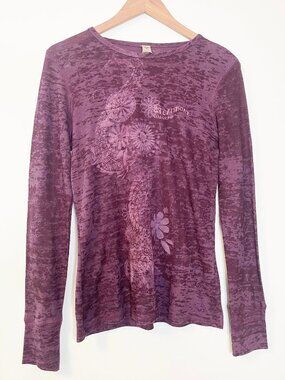 Coastal Classics Burgundy Dragon Graphic Burnout Long Sleeve Layering Shirt XL